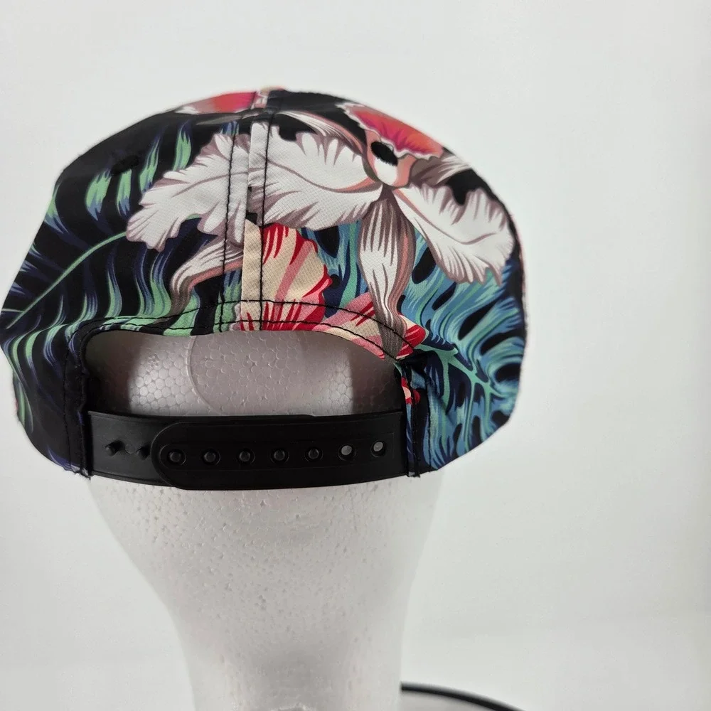 Truly Hard Seltzer Hat Black Tropical Floral Hibiscus Snapback Flat Brim Cap